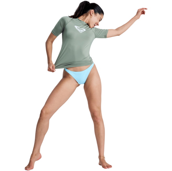 2026 Roxy Womens Whole Hearted Short Sleeve Rash Vest ERJWR03548 - Oil Green